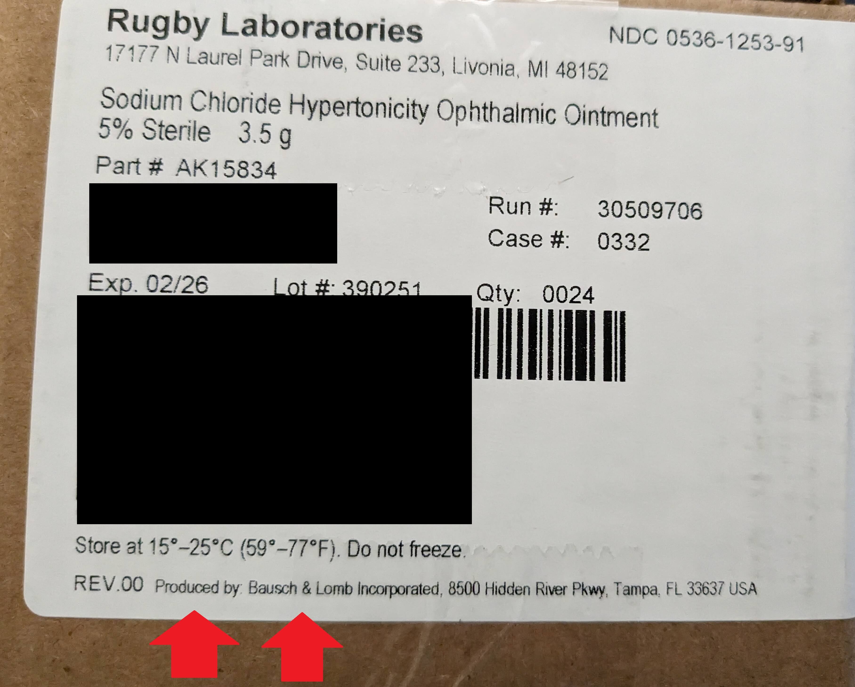 Rugby Sodium Chloride Hypertonicity Ophthalmic Ointment, 5% (Muro 128)